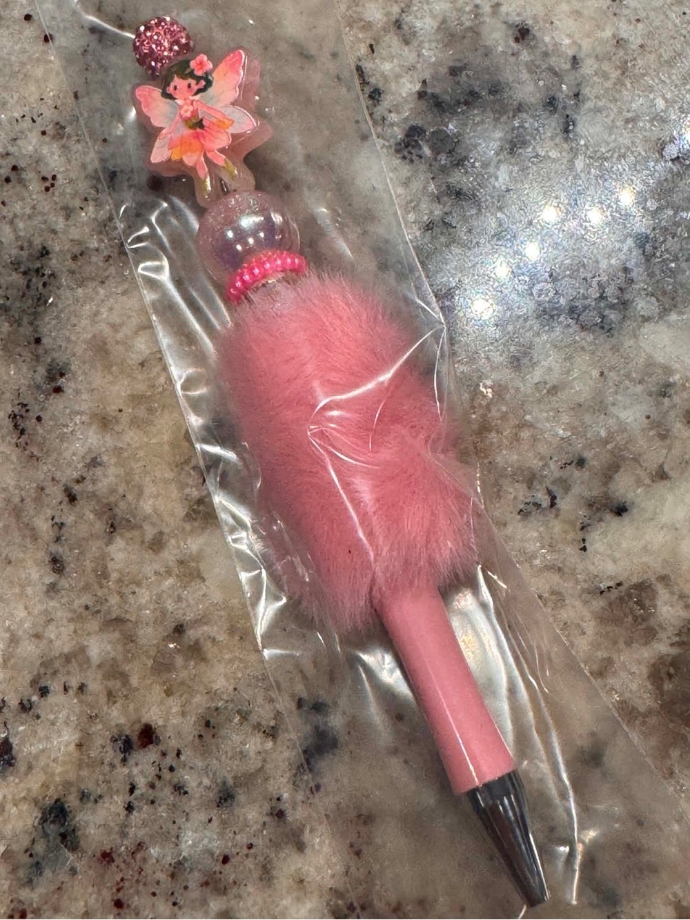 Hand Crafted Pink Fairy Fuzzy Ballpoint Pen